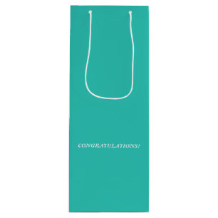 Minimal Bold Turquoise Blue Green Custom Text Wine Gift Bag