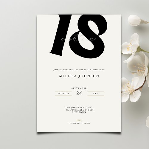 Minimal Bold Typography 18th Birthday 