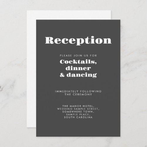 Minimal Bold Typography Black White Wedding Enclosure Card