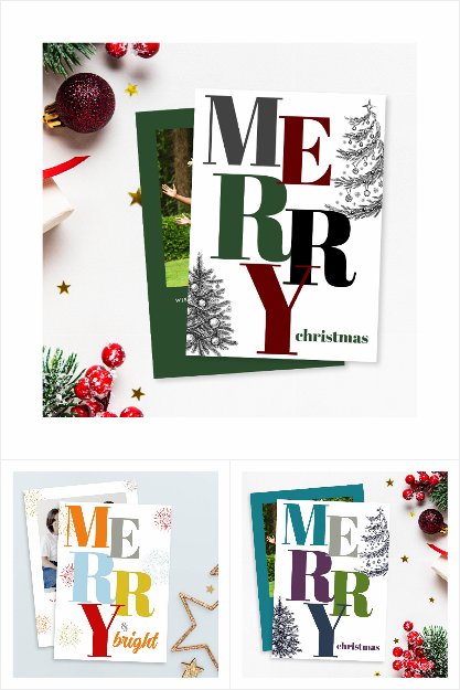 Minimal Bold Typography Christmas Card Collection