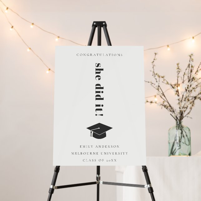 Minimal Bold Typography Graduation Cap Congrats Foam Board (In Situ (Stand))