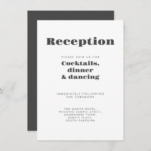 Minimal Bold Typography Wedding Reception Enclosure Card