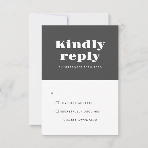 Minimal Bold Typography Wedding RSVP Response Card