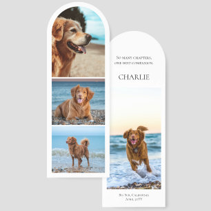 Minimal Book Lover Dog Mom Pet Photo Collage Bookmarks