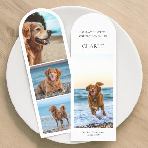 Minimal Book Lover Dog Mom Pet Photo Collage Bookmarks