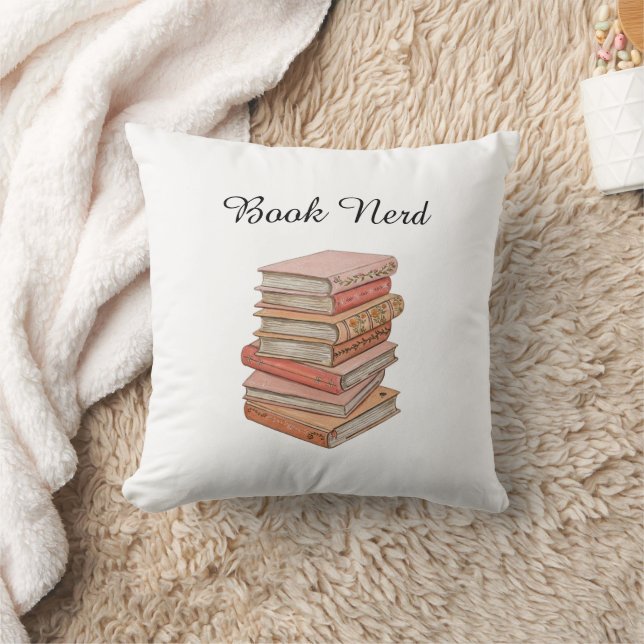 Minimal Book Lover Nerd Elegant Gift Aesthethic Throw Pillow (Blanket)