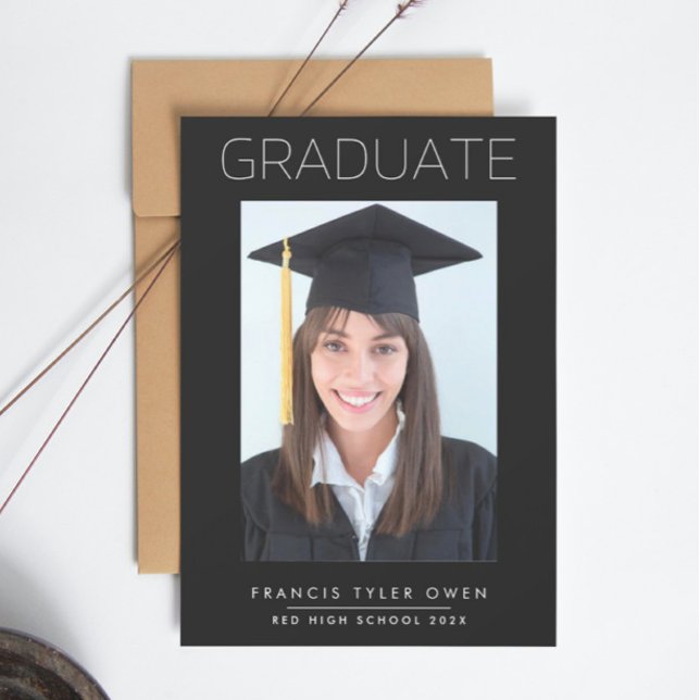 Minimal Border GRADUATE High School Photo Announcement (Creator Uploaded)