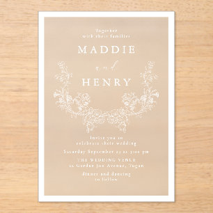 Minimal Botanical Acrylic Wedding Invitation