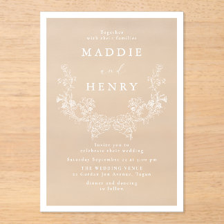 Minimal Botanical Acrylic Wedding Invitation