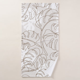 Minimal botanical art seamless pattern. Tropical m Bath Towel