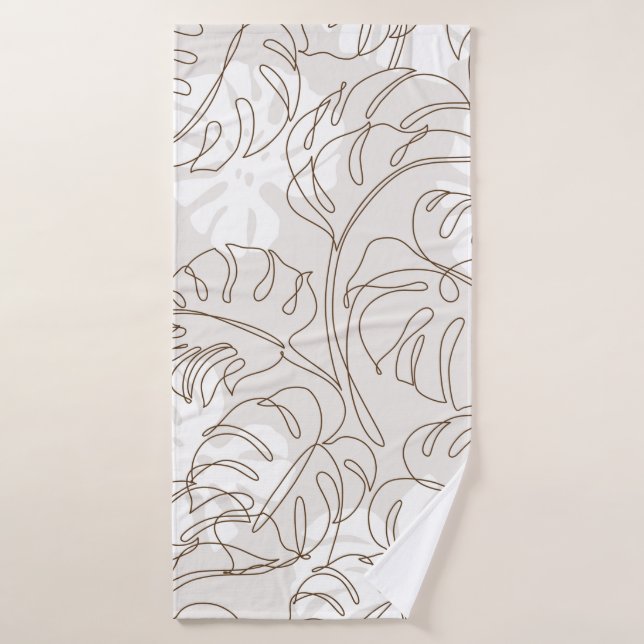 Minimal botanical art seamless pattern. Tropical m Bath Towel (Bath Towel)