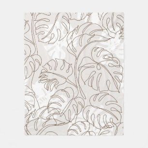 Minimal botanical art seamless pattern. Tropical m Fleece Blanket