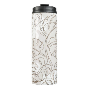 Minimal botanical art seamless pattern. Tropical m Thermal Tumbler