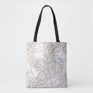 Minimal botanical art seamless pattern. Tropical m Tote Bag
