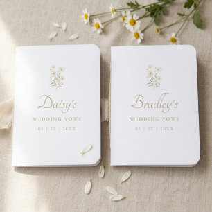 Minimal Botanical Daisy Illustration Wedding Foil Vow Books