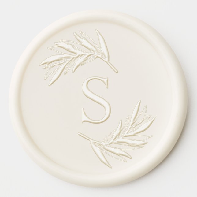 Minimal Botanical Elegant Wreath Monogram Wax Seal Sticker (Front)