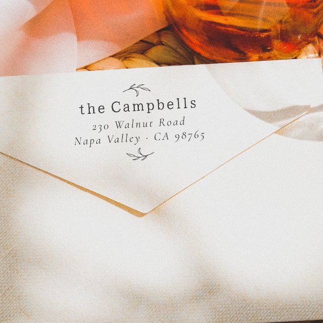 Minimal Botanical Family Name & Return Address Rubber Stamp (Rubber Stamp Mock-up)