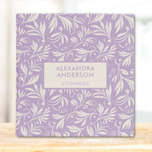 Minimal Botanical Floral Purple Leaves Pattern 3 Ring Binder