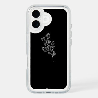 Minimal Botanical Leaf Line Art – Elegant Black Qu iPhone 16 Case