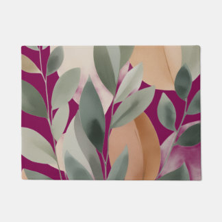 Minimal Botanical Leaf Pattern Doormat