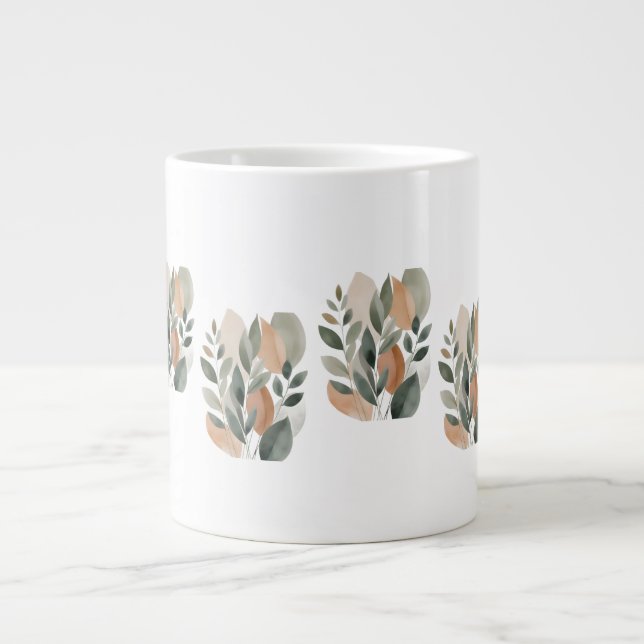 Minimal Botanical Leaf Pattern  Giant Coffee Mug (Front)