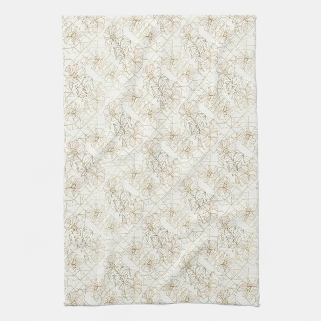 Minimal Botanical Line Art Pattern (1) Kitchen Towel (Vertical)