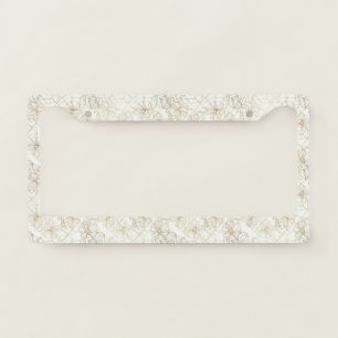 Minimal Botanical Line Art Pattern (1) License Plate Frame
