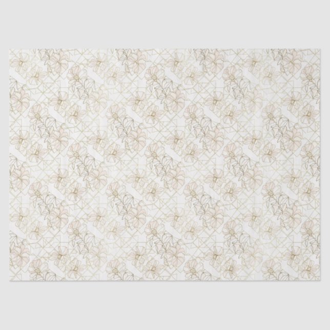 Minimal Botanical Line Art Pattern (1) Tissue Paper (Front)