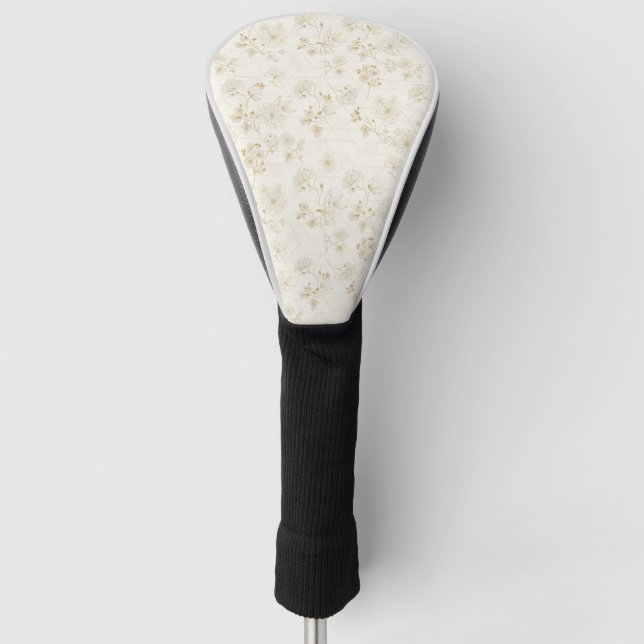 Minimal Botanical Line Art Pattern (2) Golf Head Cover (Front)
