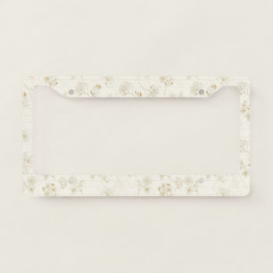 Minimal Botanical Line Art Pattern (2) License Plate Frame