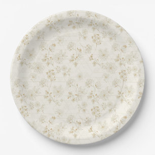 Minimal Botanical Line Art Pattern (2) Paper Plates