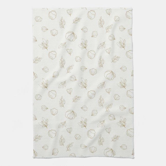 Minimal Botanical Line Art Pattern (3) Kitchen Towel (Vertical)