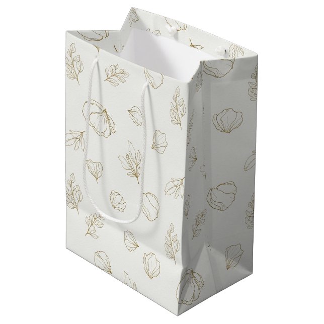 Minimal Botanical Line Art Pattern (3) Medium Gift Bag (Front Angled)