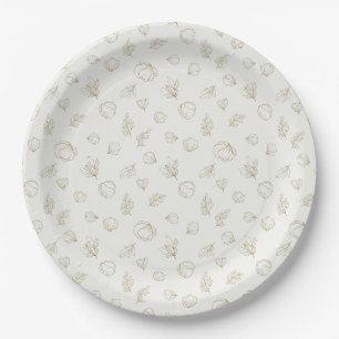 Minimal Botanical Line Art Pattern (3) Paper Plates