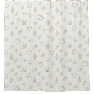 Minimal Botanical Line Art Pattern (3) Shower Curtain