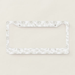 Minimal Botanical Line Art Pattern (4) License Plate Frame