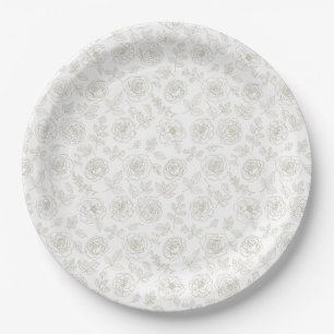 Minimal Botanical Line Art Pattern (4) Paper Plates