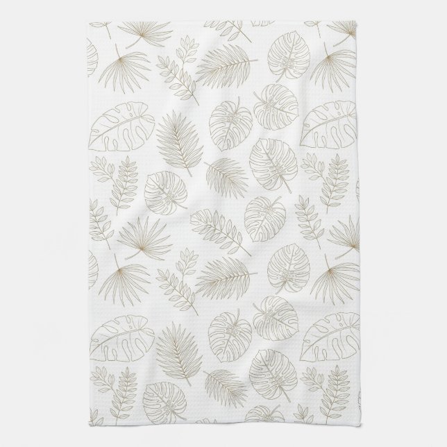 Minimal Botanical Line Art Pattern (5) Kitchen Towel (Vertical)