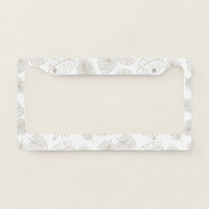 Minimal Botanical Line Art Pattern (5) License Plate Frame