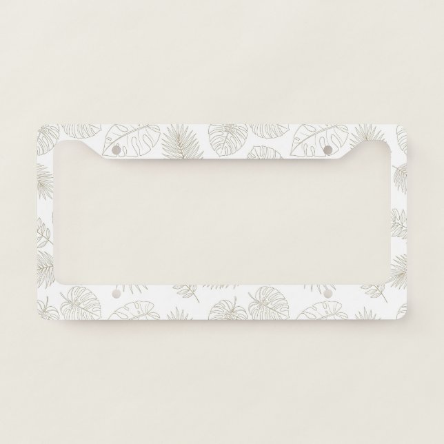 Minimal Botanical Line Art Pattern (5) License Plate Frame (Front)