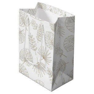 Minimal Botanical Line Art Pattern (5) Medium Gift Bag