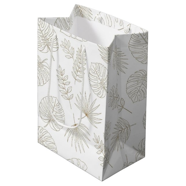 Minimal Botanical Line Art Pattern (5) Medium Gift Bag (Front Angled)