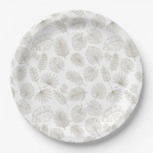 Minimal Botanical Line Art Pattern (5) Paper Plates