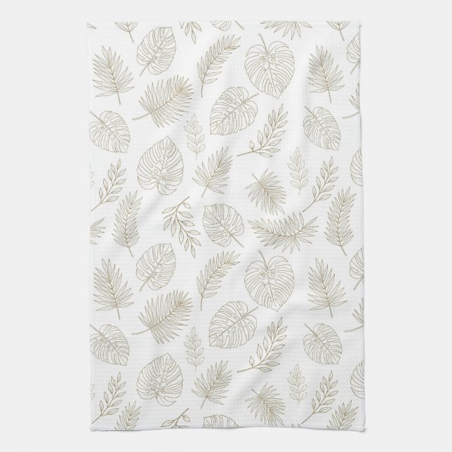 Minimal Botanical Line Art Pattern (6) Kitchen Towel (Vertical)