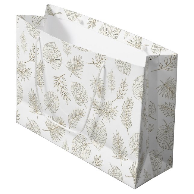 Minimal Botanical Line Art Pattern (6) Large Gift Bag (Front Angled)