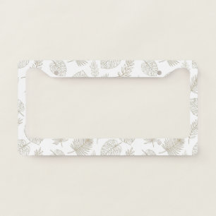 Minimal Botanical Line Art Pattern (6) License Plate Frame