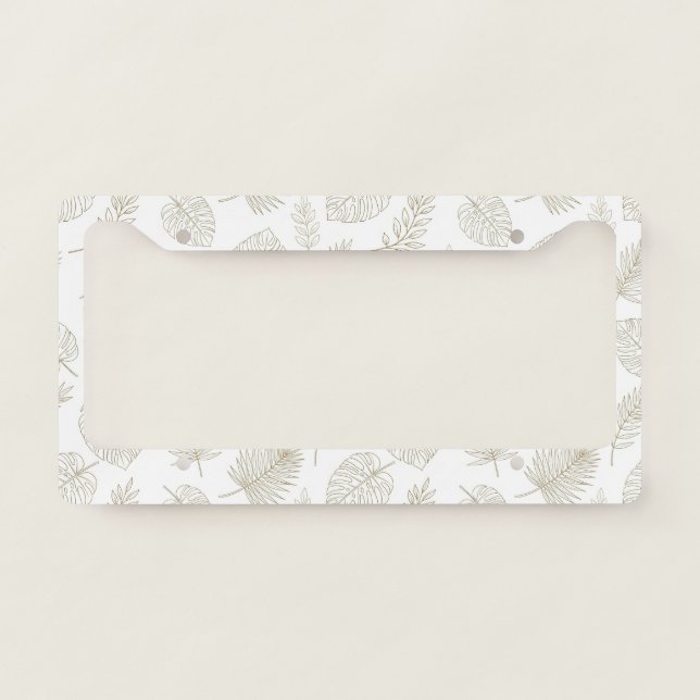 Minimal Botanical Line Art Pattern (6) License Plate Frame (Front)