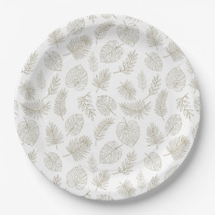 Minimal Botanical Line Art Pattern (6) Paper Plates