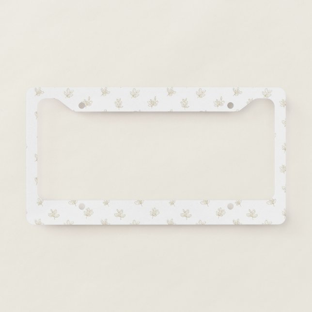 Minimal Botanical Line Art Pattern (7) License Plate Frame (Front)