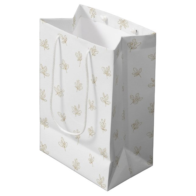 Minimal Botanical Line Art Pattern (7) Medium Gift Bag (Front Angled)